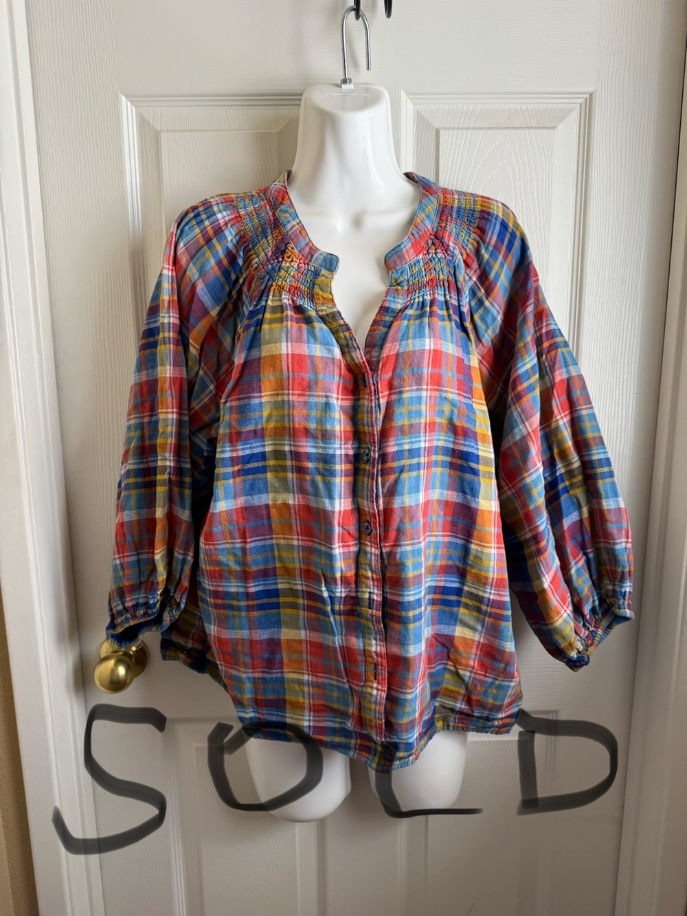 Time and Tru Multicolor Plaid Button-Down Shirt